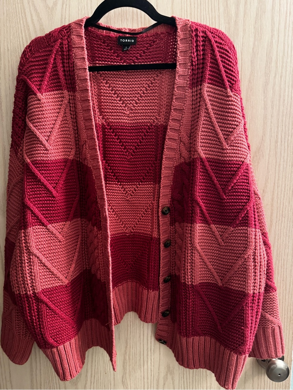 torrid Rose and Berry Cable Knit Button Cardigan - Picture 6 of 11